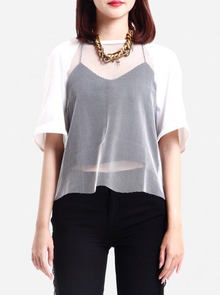 Apparel After Dark Half Mesh Tshirt (White)