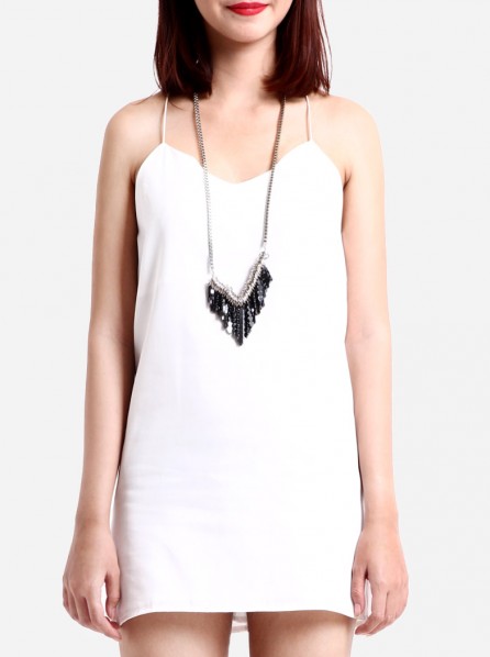 Apparel After Dark Spaghetti Strap Dress (White)