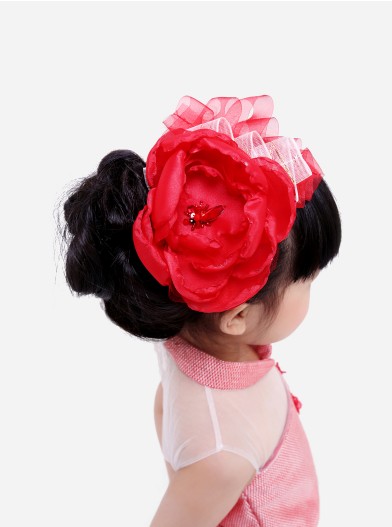  7 O clock Orchid Garden Hairpiece (Red)