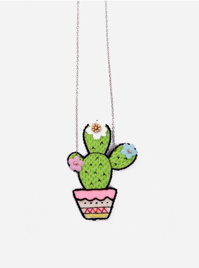 Pita Blooming Cactus Necklace (Green)