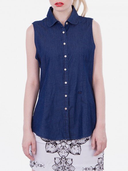 Sacoor Brothers Ladies Sleeveless Shirt (Mild Blue)