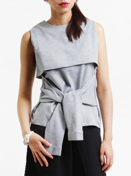 Apparel After Dark Jersey Tied Top (Grey)