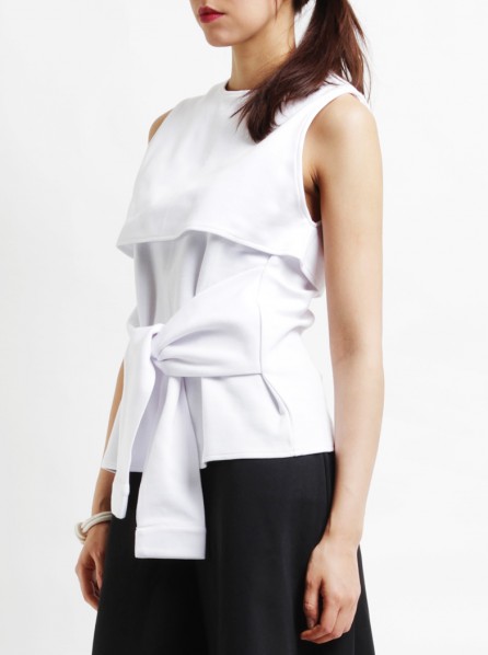 Apparel After Dark Jersey Tied Top (White)