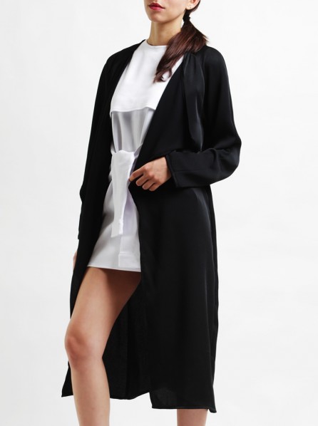 Apparel After Dark Minimalist Long Cardigan (Black)