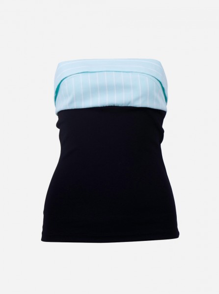 Yumumu Bandeau with Black Knit Top (Blue)