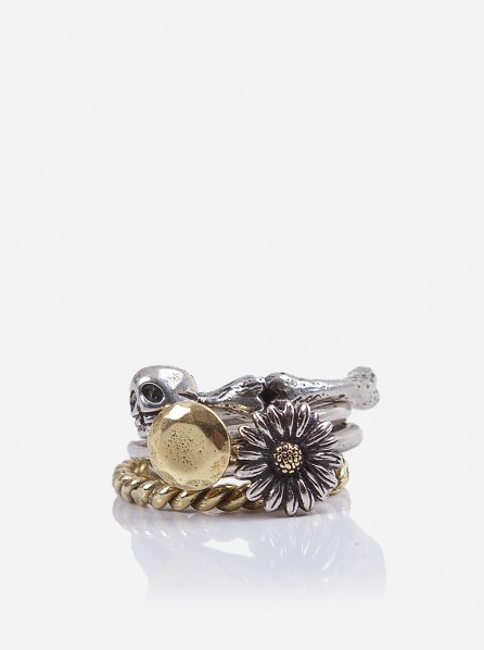 Beneath The Roses Life Cycle Stack Ring (Bronze/White Bronze)