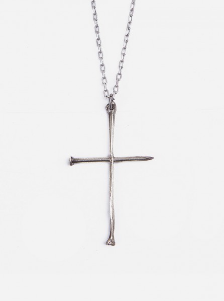 Beneath The Roses Nail Bone Cross Necklace (Black)