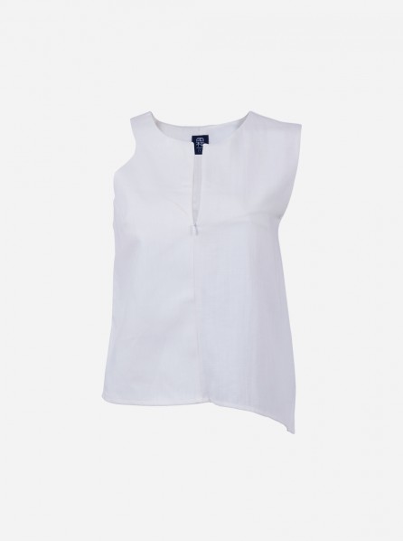 Yumumu White Asymmetric Top (White)