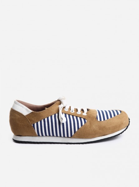 Stupkid Training Shoes with Combined Fabric (Brown)