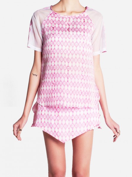 Anynome Silk Raglan Top (Pink)