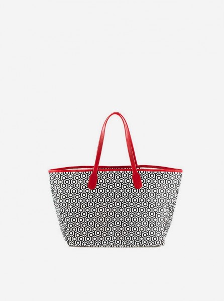Mischa Jet Set Tote Leather Bag (White/Red)