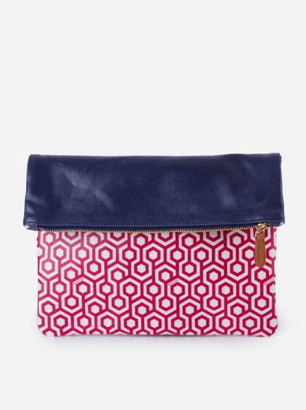 Mischa Travel Clutch Leather (Red/Navy)