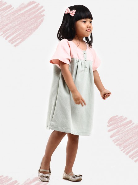 PLAYDATE Peach Matcha Macaroon Tunic Dress (Peach/Green)
