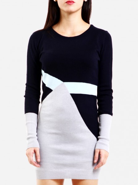 Yumumu Knit Intarsia Dress (Black)