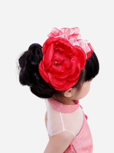  7 O clock Orchid Garden Hairpiece (Red)