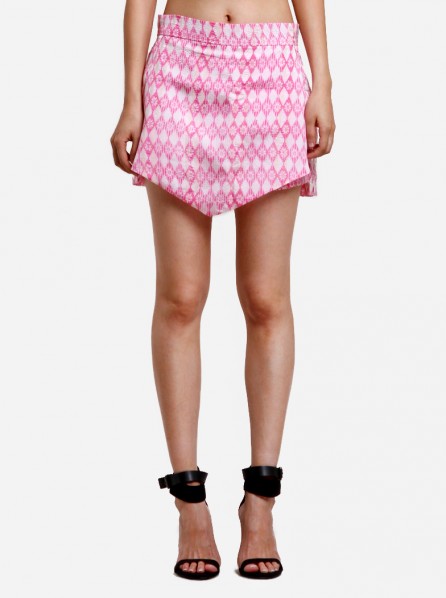 Anynome Silk Geometric Skort (Pink)