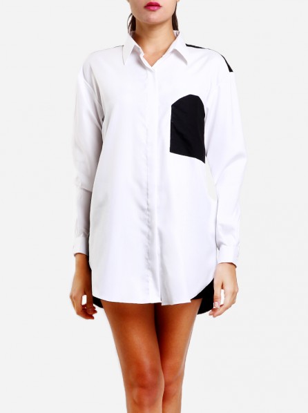 Day and Night Two Tone Oversized Shirt (White)