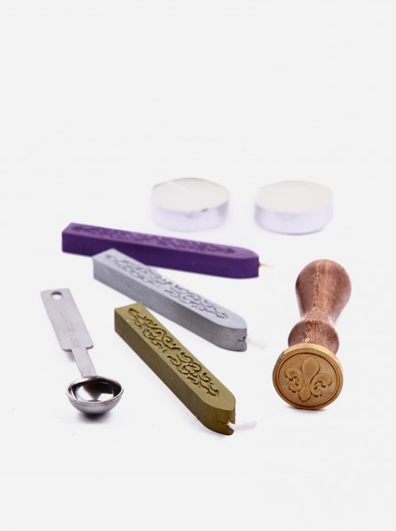 Deity House Large Fleur De Lys Wax Seal Set (Green Bronze/Silver/Purple)