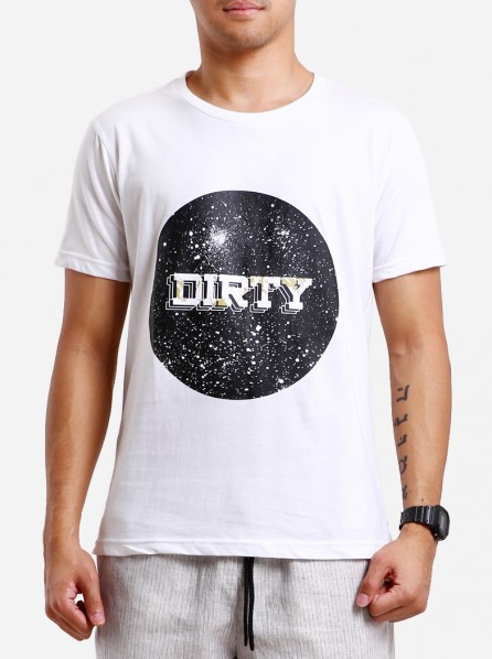 Dirty White Cotton Men Dirty Splash T-shirt (White)