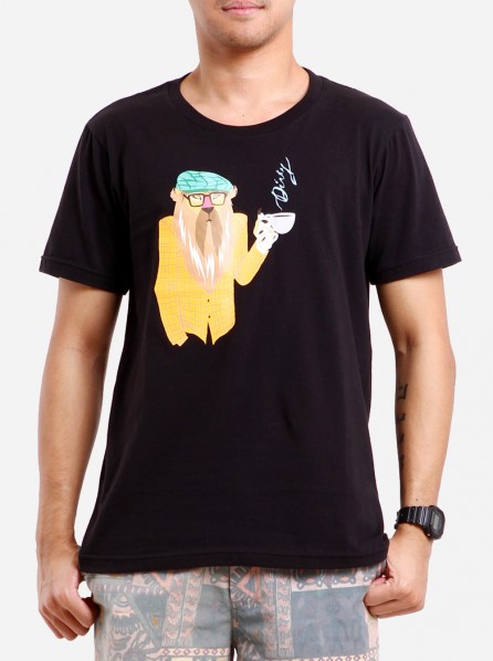 Dirty White Cotton Men My mate Fitzy T-shirt (Black)