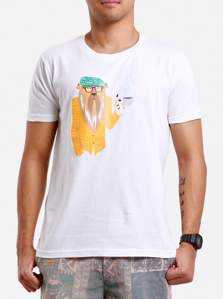 Dirty White Cotton Men My mate Fitzy T-shirt (White)