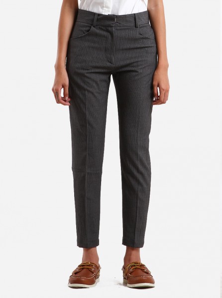 Elsife Grey Pin-Stripe Skinny Pants (Grey)