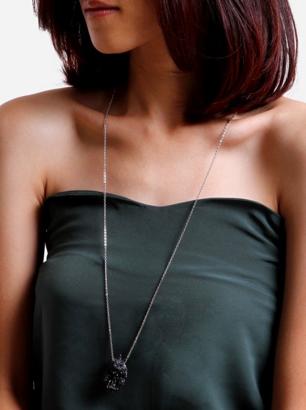 Environmental Jewelry Long Necklace (Black/Silver)