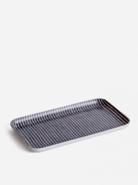 Fog Linen Linen Tray (Grey White Stripe)