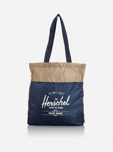 Herschel Packable Classic Tote Bag (Khaki Dot/Navy)