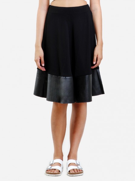 Impromptu Leather Panel Skirt (Black)