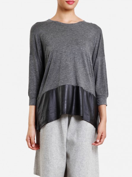 Impromptu Leather Panel Top (Grey)