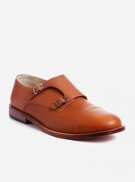 Labelous Double Monk Strap Brown 80's Shoes (Brown)
