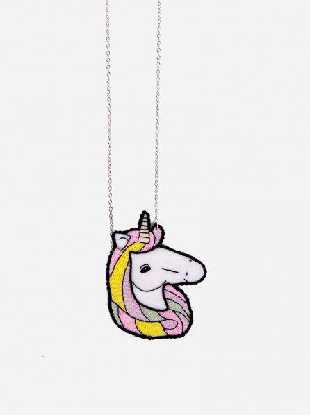 Pita Rainbow Unicorn Necklace (White)