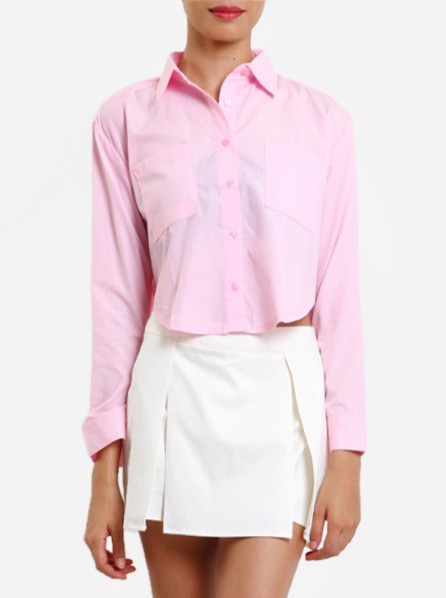 Stupkid Cropped Long Sleeves Shirt(Pink)