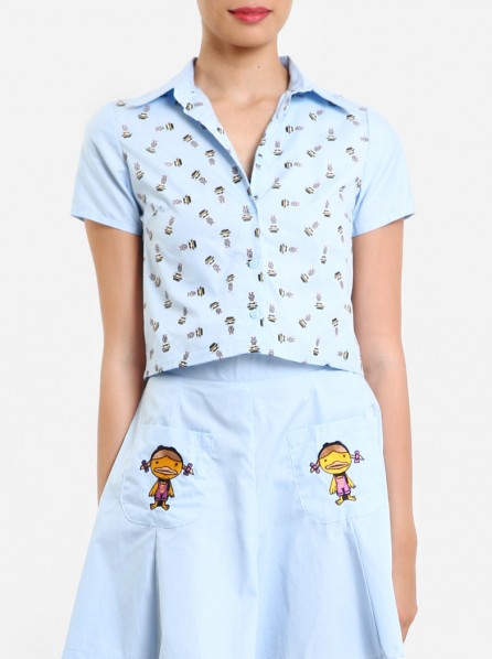 Stupkid Hamburglar Print Shirt in Short Sleeve (Blue)