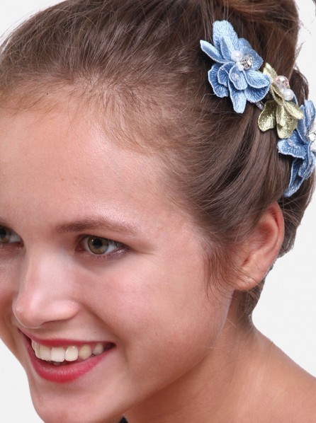 Benten Hair Clip Blue Gold (Blue/Gold)