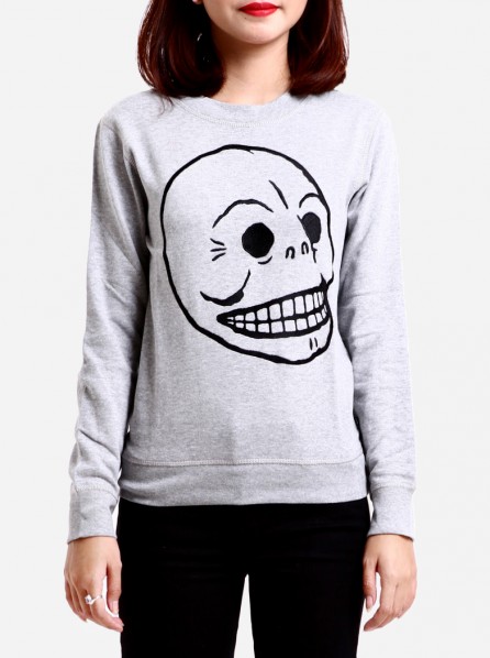 CHEAP MONDAY Women Ellie Skull Sweat (Grey Melange)