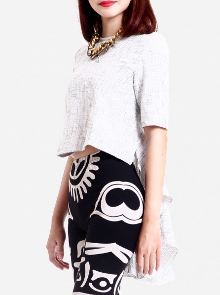 Day and Night Tweed Fishtail Top (White)