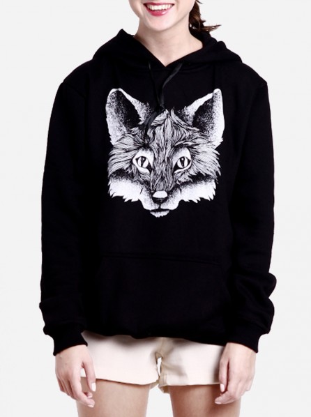 ELVACKA WOMEN ARCTIC FOX HOODIE (BLACK)