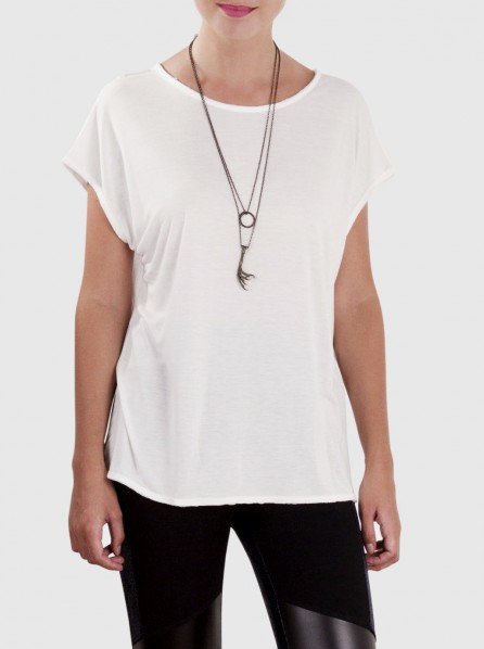 hati-hati Tee Shirt Mesh Top (White)
