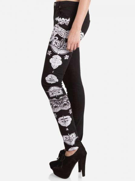 Mink Pink Paisley Haze Jeans (Black/White)