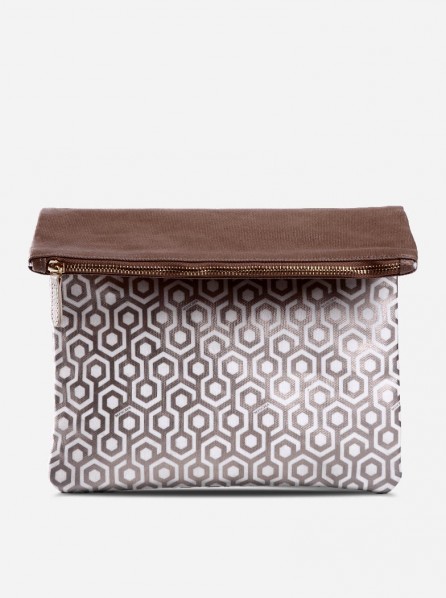 Mischa Travel Clutch Leather (Champagne/Cream)