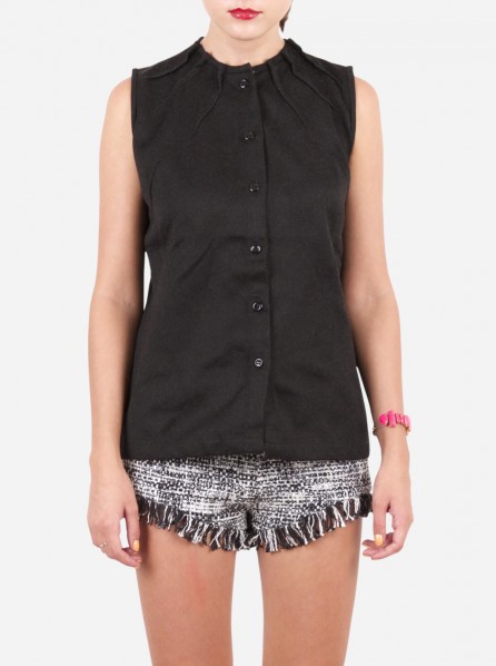 Remigius Elaine Pleated Top (Black)