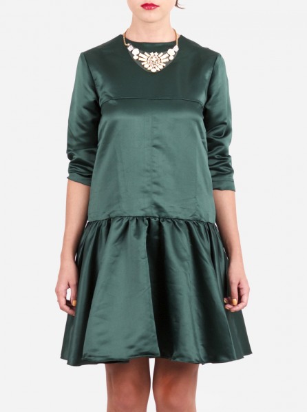 Remigius Poppin Drop Waist Dress (Forrest Green)  