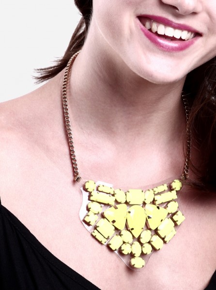 Yuna Enchanted Chandelier Neon Yellow Stone Necklace (Neon Yellow)