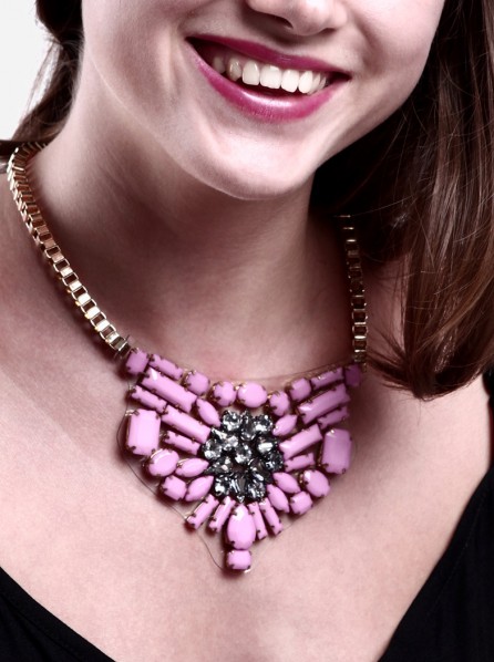 Yuna Enchanted Chandelier Neon Pink Stone Necklace (Neon Pink)