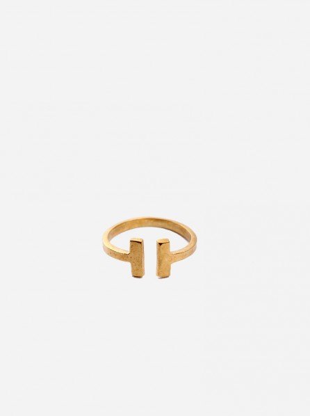 Aeroculata Two Side Bar Ring (Gold)