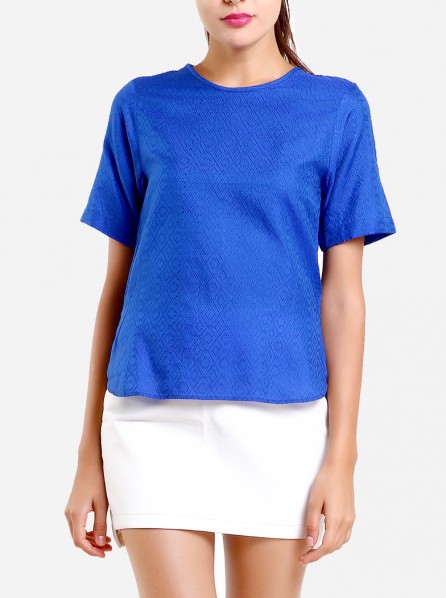Anynome Back Button Blouse (Blue)