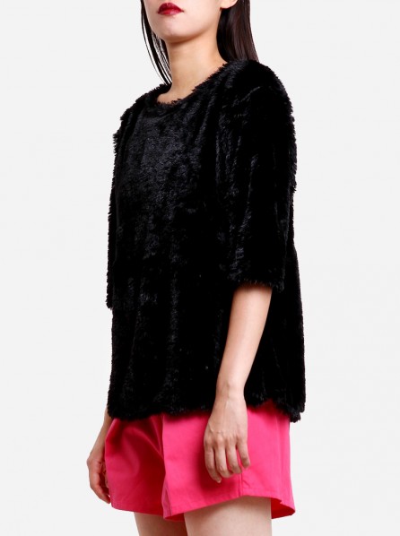 Chained The Label Furry Sweater (Black)