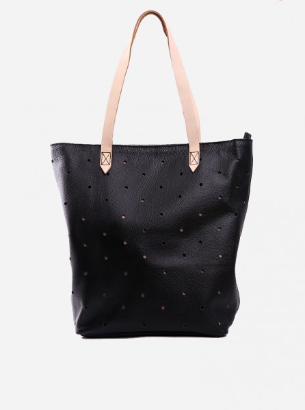 Citrune Label Polka Basic Two Tone Tote Bag (Black)